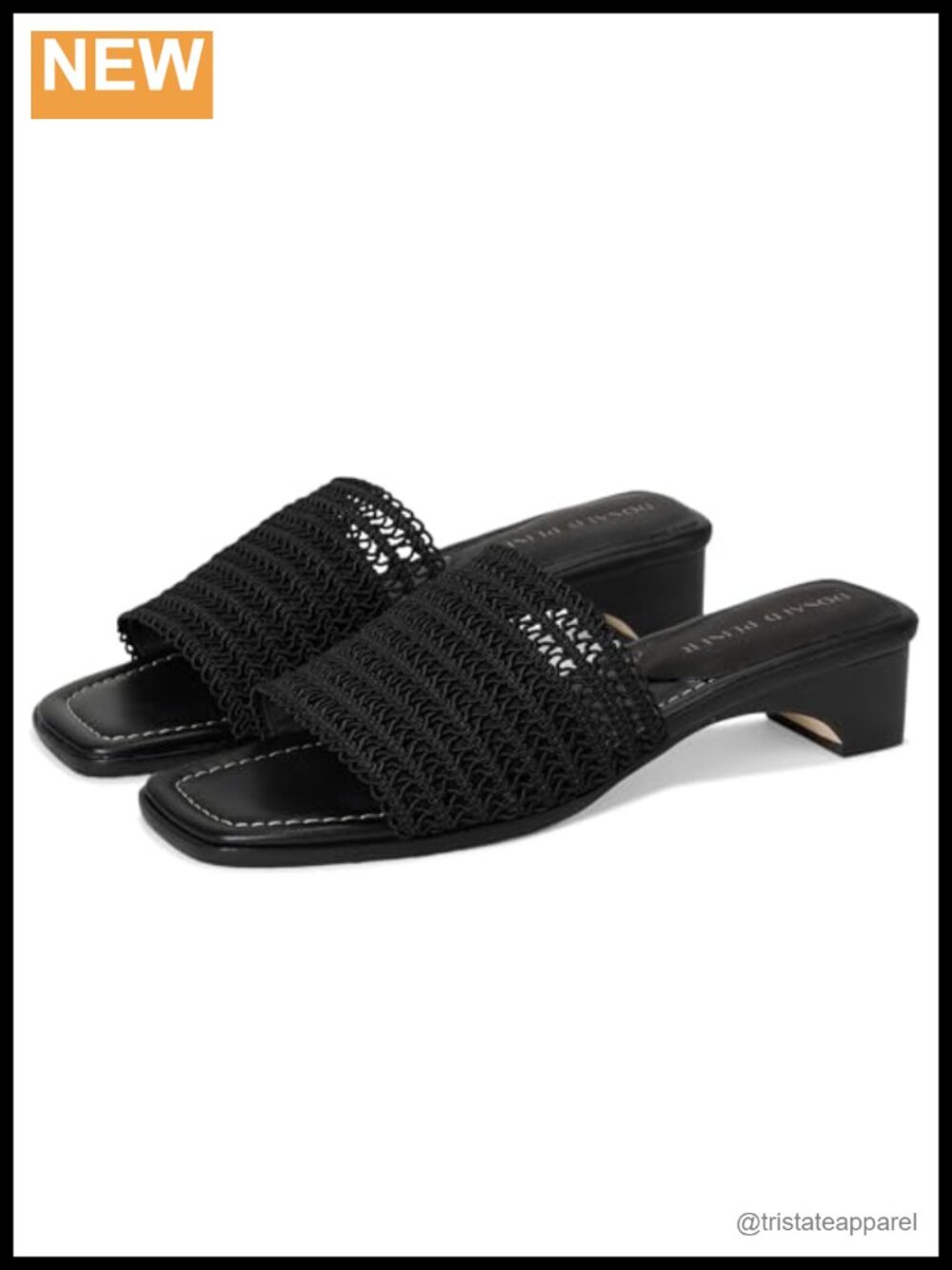 Suede Slide Sandal with Block Heel and Square Toe - Single Band Slip On